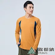 【ATUNAS 歐都納】男款抑菌長袖排汗T恤A1TSEE02M/吸濕快乾/抗臭/Polygiene 2XL 金黃棕