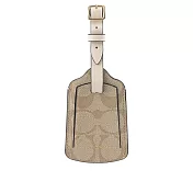 COACH C Logo 及平滑皮革行李吊牌 (淺卡其/白色)