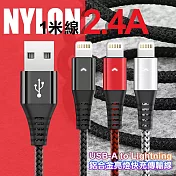 DAPAD 鋁合金亮燈2.4A快充傳輸線 USB-A to Lightning 100cm 銀色