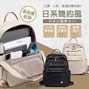 日系雙色百搭款 14.4吋 多隔層好收納 獨立筆電層 手提肩背休閒後背包 經典黑