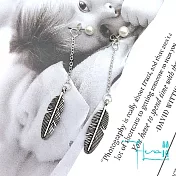 【Hera赫拉】個性羽毛樹葉耳墜珍珠耳環-2款 銀色