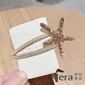 【Hera赫拉】海星珍珠鑲鑽BB劉海側邊夾-3色#H100401B 黑色