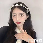 【Hera赫拉】韓系緞面山茶花珍珠髮箍 H111101807 山茶花髮箍