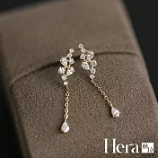 【Hera赫拉】水滴枝葉造型淑女風耳釘環 H112122603 金色