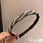 【Hera赫拉】 法式珍珠環繞名媛髮箍 H111021616 黑色