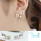 【Hera 赫拉】貝殼花朵樹枝珍珠耳釘-2款 金