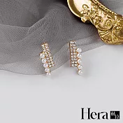 【Hera 赫拉】名媛氣質一字珍珠鑲鑽耳飾 H111021604 金色