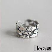 【Hera 赫拉】精鍍銀可愛遊魚手工開口可調戒指 H111040504 銀色