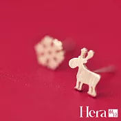 【Hera 赫拉】文青麋鹿雪花精鍍銀耳針 H111051703 銀色