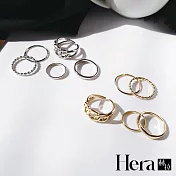 【Hera 赫拉】精鍍銀五件套個性戒指 H112020703 銀色一組