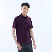 【遊遍天下】男款格紋領抗UV吸濕排汗機能POLO衫(GS1017) XL 暗紫