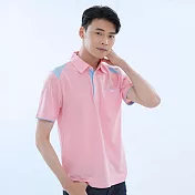 【遊遍天下】男款抗UV防曬吸濕排汗速乾機能POLO衫(GS1043) 5XL 粉藍