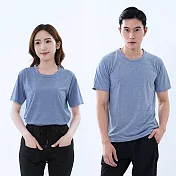 【遊遍天下】MIT男女款抗UV 吸濕排汗速乾運動圓領衫 T恤(GS2011) XL 藍灰