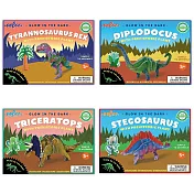 eeBoo 3D立體微夜光恐龍 - 3D Dinosaurs Set 四款一組組合 (暴龍, 三角龍, 劍龍, 粱龍)