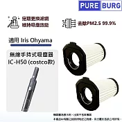 2入組-適用iris ohyama 無線車用手持式吸塵器ic-h50 (costco款)替換用hepa微塵濾網濾心ic-hh50