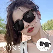 【SUNS】時尚韓版ins大框偏光墨鏡/套鏡 霧黑框 男女適用Polarized墨鏡 透氣孔設計 抗UV400 防眩光