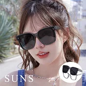 【SUNS】時尚韓版ins大框偏光墨鏡/套鏡 霧透灰框 男女適用Polarized墨鏡 透氣孔設計 抗UV400 防眩光