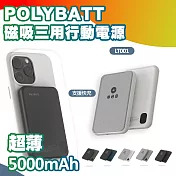 【POLYBATT】石墨烯銅導散熱行動電源 磁吸三用 Apple Watch、AirPods耳機皆支援 雪白