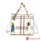Roberto Mocali - 義大利諾貝兔優雅格紋系列鍊條絲巾綁帶托特單肩側背包 主圖款