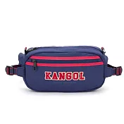 KANGOL - 英國袋鼠撞色刺繡絨毛logo腰包側背包胸肩包-共2色 深藍