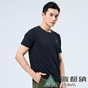 【ATUNAS 歐都納】男款POLARTEC POWER STRETCH短袖T恤A1TS2301M/抗UV/彈性/排汗/快乾 L 黑