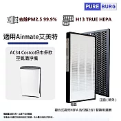 Airmate艾美特適用AC34 Costco好巿多款空氣清淨機複合式高效HEPA 活性碳2合1 替換用濾網