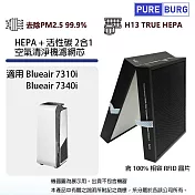 適用Blueair 7310i 7340i 7300系列空氣清淨機2合1活性碳HEPA濾網含100%相容RFID晶片