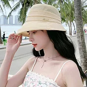 seoul show首爾秀 輕量和紙麻網漁夫帽赫本風百搭捲邊棒球帽四季防曬遮陽帽  米色