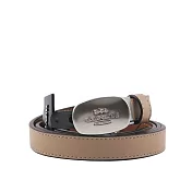 COACH Eliza 銀頭橢圓標誌小牛皮寬1.8cm皮帶 (奶茶色/紅木色)