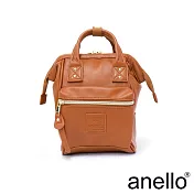 anello 新版2代輕質皮革經典口金迷你後背包 Mini size- 焦糖駝色