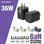 POLYBATT 36W氮化鎵 雙孔PD+QC 手機急速快充充電器 質感白