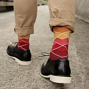 【LEEDS WEATHER】 Mars - 勃艮第酒紅菱格紋∣抑菌除臭、台灣製∣中筒襪 23 - 28 cm