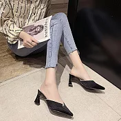 【Amoscova】高跟穆勒涼鞋 拖鞋(1715) EU39 黑色