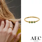 AEC PARIS 巴黎品牌 幸運3綠鑽戒指 簡約金色戒指 THIN RING MEDITRINA 52