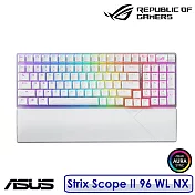 【送原廠ROG電競鼠墊】ASUS 華碩 ROG Strix Scope II 96 Wireless NX 白色 無線電競鍵盤 (SN軸/SM軸)  SNOW軸