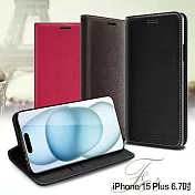 CITY BOSS for iPhone 15 Plus 6.7 品味好感柔美磁吸皮套 咖啡色