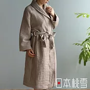 【日本桃雪】雙面紗布立體織紋輕質浴袍/睡袍  (霧灰米) | 鈴木太太公司貨