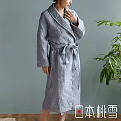 【日本桃雪】雙面紗布立體織紋輕質浴袍/睡袍(多色任選- 霧灰藍) | 鈴木太太公司貨