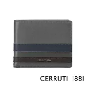【Cerruti 1881】限量2折 義大利頂級小牛皮4卡零錢袋短夾 全新專櫃展示品(灰色 CEPU05693M)