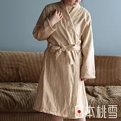 【日本桃雪】異素材紗質輕柔瞬吸浴袍/睡袍 (奶油米) | 鈴木太太公司貨