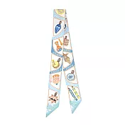 Hermes 愛馬仕 Funny Ice Cream Twilly絲巾 水青/橘/黃