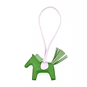 Hermes 愛馬仕 Rodeo小羊皮撞色手工馬兒吊飾(小) 綠/粉