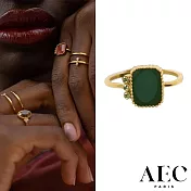 AEC PARIS 巴黎品牌 祖母綠切割綠瑪瑙戒指 幸運3綠鑽戒指 THIN RING MOROS 54