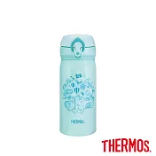 【THERMOS膳魔師】不鏽鋼超輕量彈蓋真空保溫杯350ml(JNL-352-TSKY) 蔚藍篇