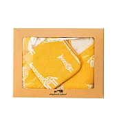 JOGAN日本成願毛巾 elephant infant 象寶貝系列 純棉防踢被+手帕 禮盒組  長頸鹿黃