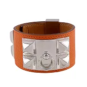 HERMES EPSOM皮 鉚釘銀釦CDC手環 展示品 (S)(橘色)