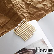 【Hera 赫拉】水影思雨波浪金屬水鑽珍珠無痕瀏海梳 H112052403 珍珠水鑽