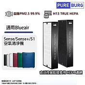 適用 Blueair S1 體感操控 超靜音SENSE+空氣清淨機 加強Smokestop活性碳HEPA濾網2入組