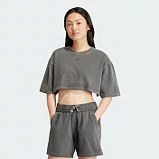 ADIDAS ESS+ CROP TEE 短版 女短袖上衣-灰-IT9883 L 灰色