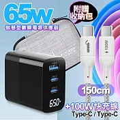 MYCELL 數顯65W氮化鎵GDK55T +HANG R18 100W高密編織 Type-C to Type-C 快充充電線150cm